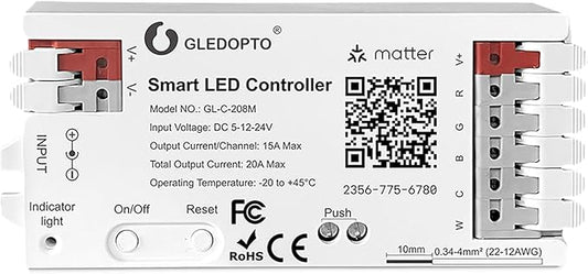 GLEDOPTO Alexa Connect Kit Matter LED Strip Light Controller RGBCCT PWM Dimming by GLEDOPTO