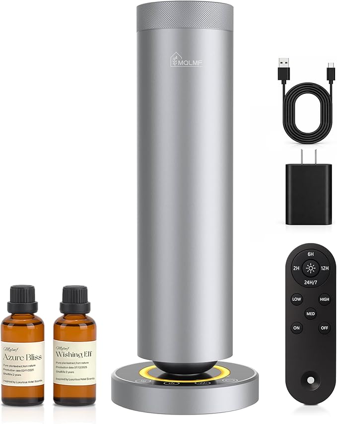 Waterless Diffuser, 1500 Sq Ft, Ring Ambient Light, Rechargeable Wireless by MQLMF