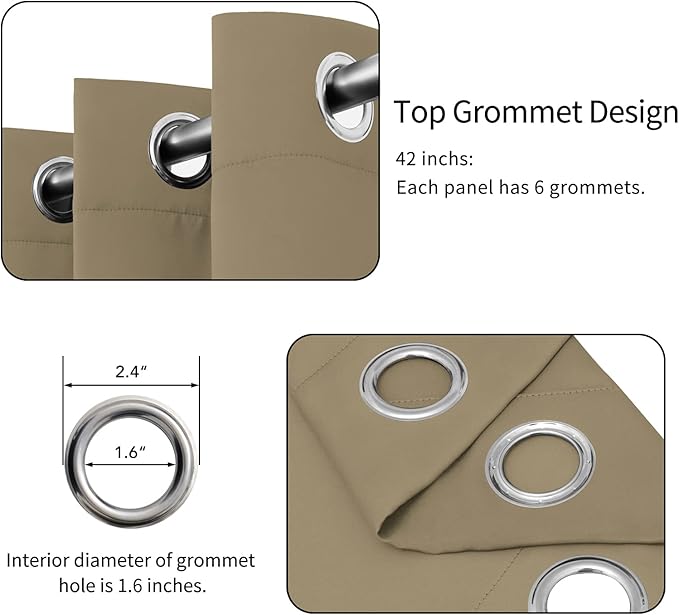 Easy-Going Blackout Curtains for Bedroom, Solid Thermal Insulated Grommet and - Image 4