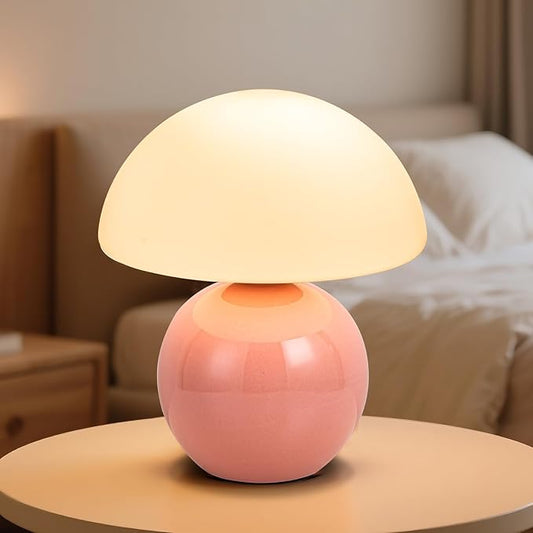 Mushroom Table Lamp, Ceramic Base by Adebime