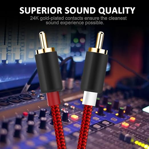 Goalfish RCA Cable, 15FT 2-Male to 2-Male RCA Audio Cord Stereo Subwoofer Cable - Image 4