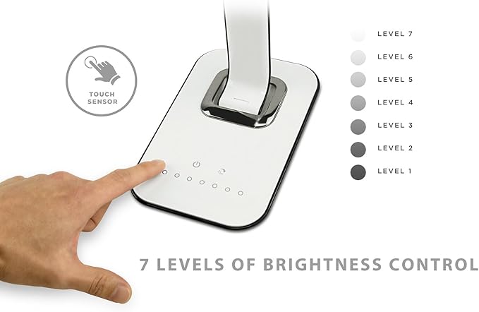 Turcom LED Desk Lamp With USB Charging Port Dimmable Touch Controls w/Color - Image 4