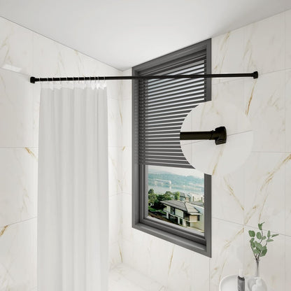 Naiture Shower Curtain Rod Single Swivel Flange or Bracket, Black | Solid Zinc Alloy, Fits 1" OD Shower Rods, Ideal for Sloped Ceilings & Corner Showers, Rustproof, Permanent Installation
