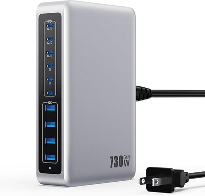 730W USB C Charger Block, GaN IV Fast Charging Station Hub 10 Ports, QC4.0+3 PD by LanLuk
