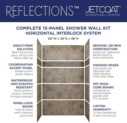 Miseno MSW-603696RFL Readyset 60" X 36" X 96" Fifteen Panel Alcove Shower Wall - Image 4
