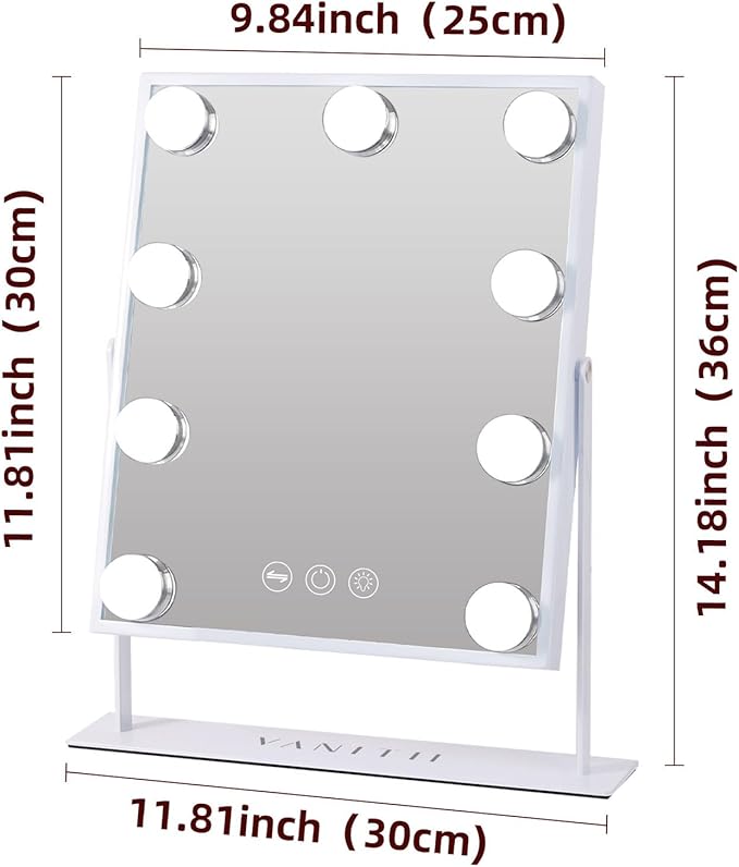 VANITII Vanity Mirror with Lights Hollywood Lighted Makeup Mirror with 9 - Image 5