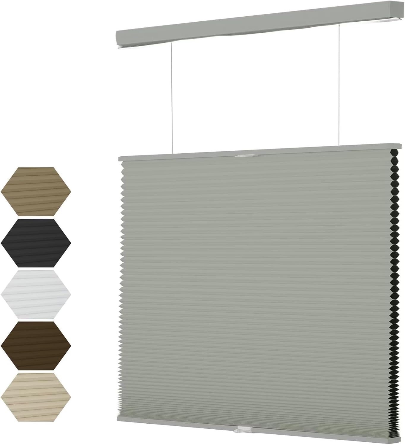 Top Down Bottom Up（TDBU） Cellular Shades, 1.5 inch Cordless Blackout Honeycomb Pleated Blinds for Windows Home Bedroom Office, Light Control, Thermal Insulated, 45 "W x 72" H, Grey