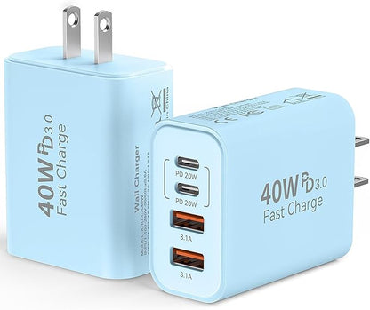 USB C Wall Fast Charger Block, 40W 4-Port Type C Chargers Fast Charging Blocks by Duloch