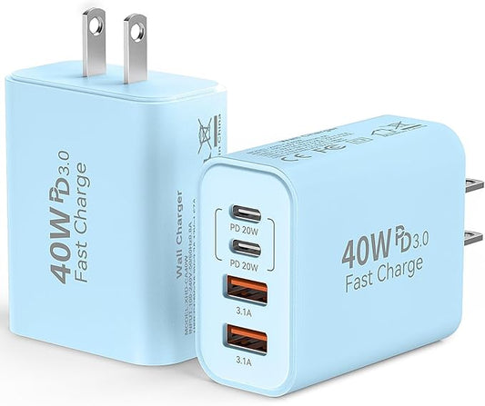USB C Wall Fast Charger Block, 40W 4-Port Type C Chargers Fast Charging Blocks by Duloch