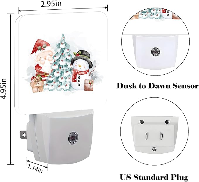 FSHVQKD Santa Claus and Snowman Night Light, Plug-in Nightlights Auto Sensor - Image 2