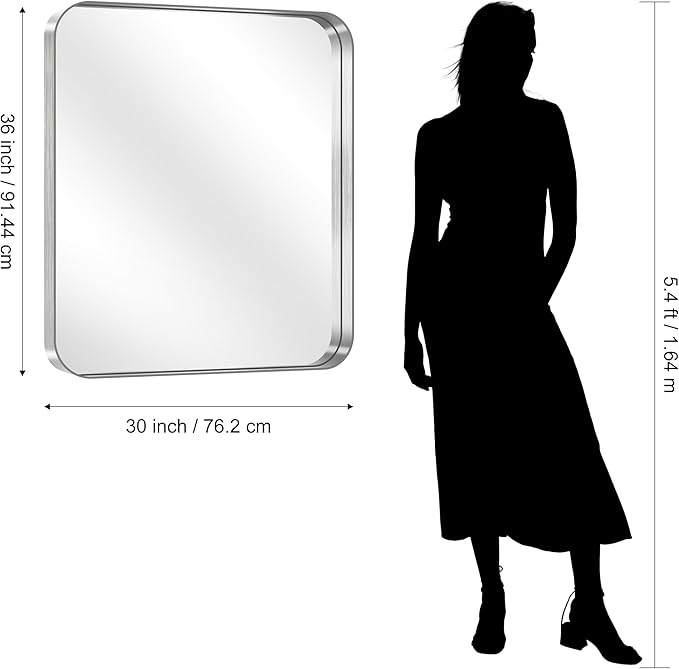 CIRCUMI Silver Bathroom Mirror, Rounded Corner, Tempered Glass, Mirror - Image 8