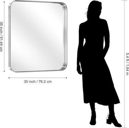 CIRCUMI Silver Bathroom Mirror, Rounded Corner, Tempered Glass, Mirror - Image 8