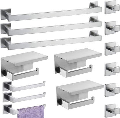 bathroom hardware set 15 piece brush nickel bathroom, main product view
