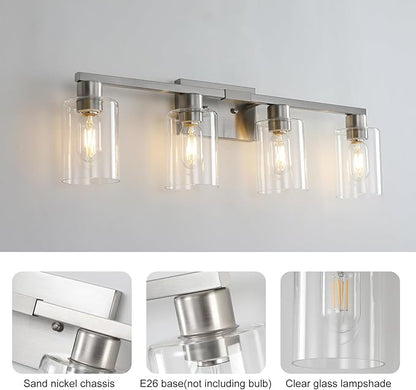 SOPEAS 4 Light Bathroom Light Fixtures, Brushed Nickel Modern Bathroom Vanity - Image 9