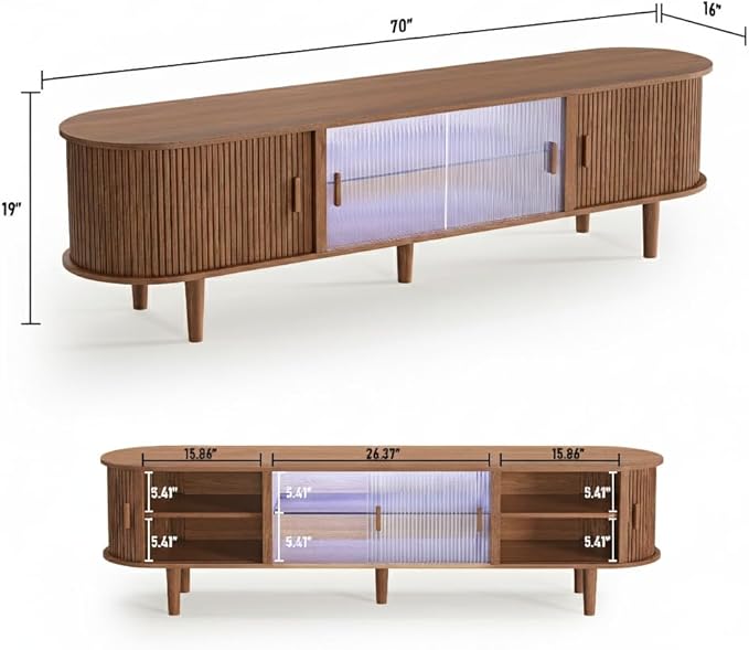 70" Fluted TV Stand with LED Lights - Image 2