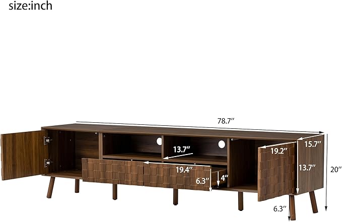 Virubi Mid-Century Modern TV Stand, Entertainment Center - Image 6