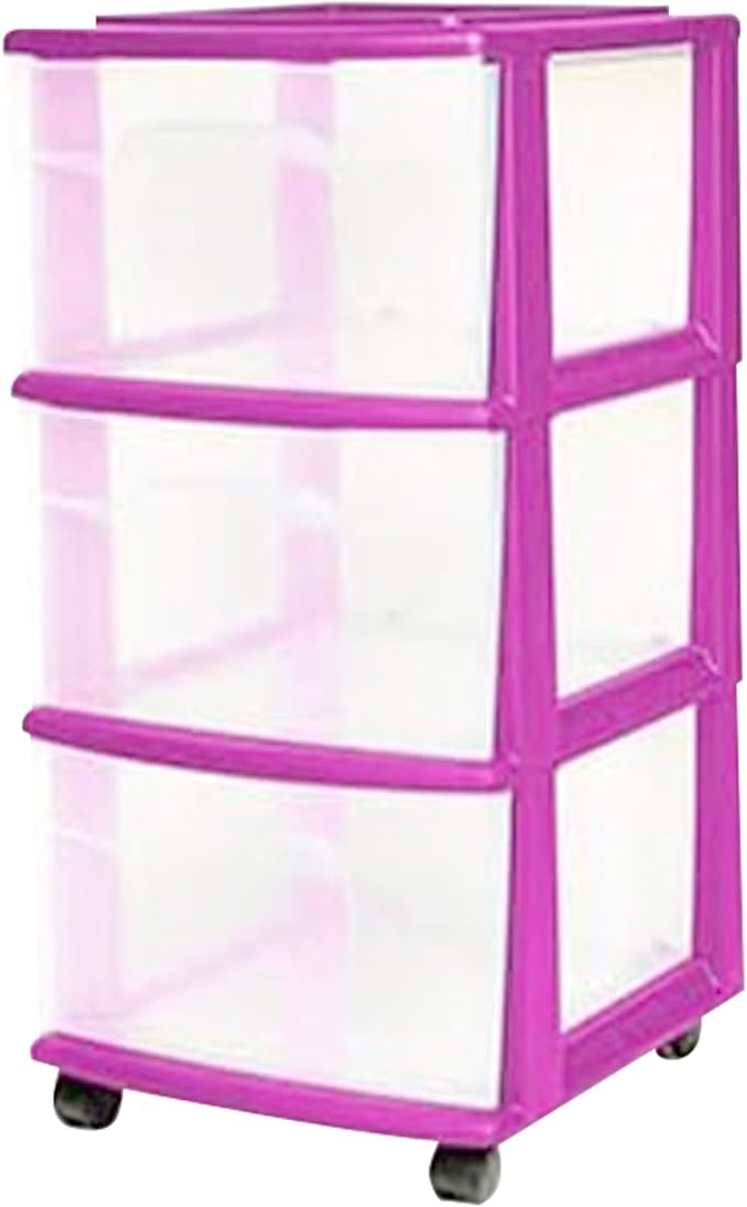 HOMZ 2-Pack Drawer Tower, 3-Tier Clear Plastic Storage Organizer Cart, and - Image 9