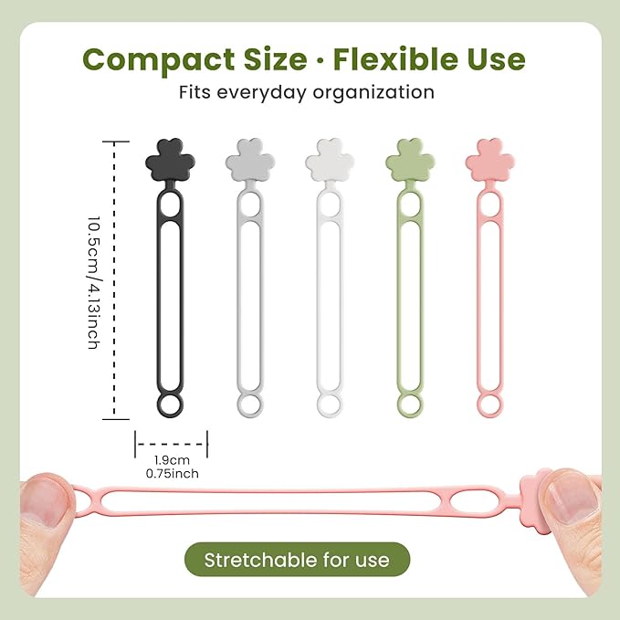 Data Cable Organizer, 2026 Upgrade Silicone Cable Ties Reusable Cable - Image 7