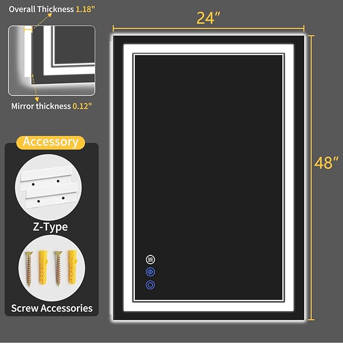 24"x48" LED Bathroom Mirror - Image 9