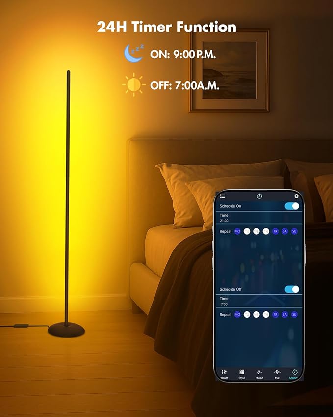 Vexinat Corner Floor Lamp, Smart RGB LED Corner Lamp - Image 8