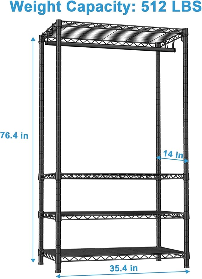 Ulif H4 Portable Closets, 4-Tier Metal Clothes Garment Rack - Image 3