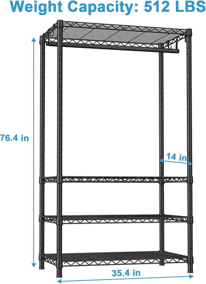 Ulif H4 Portable Closets, 4-Tier Metal Clothes Garment Rack - Image 3