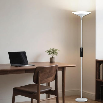 SIBRILLE White Torchiere Floor Lamp - 30W Dimmable LED Standing Lamp - Image 6