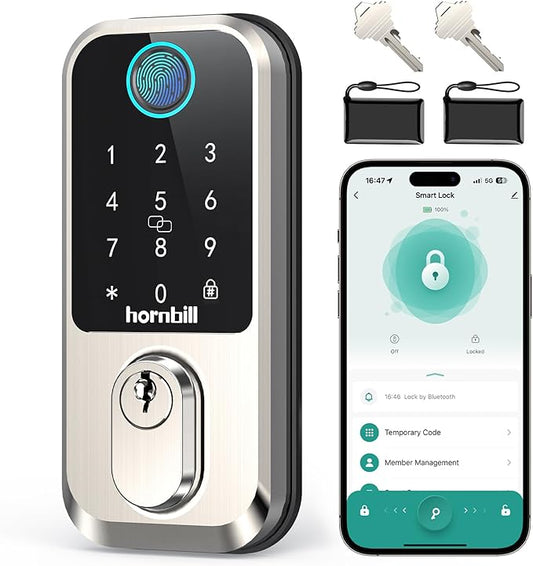 Hornbill WiFi Smart Lock Deadbolt, Keyless Entry Front Door Lock, Fingerprint by hornbill
