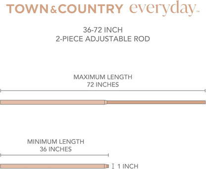 TOWN & COUNTRY EVERYDAY Modern Rounded Cap Single Indoor Curtain Rod and Finial Set, Easy Install Wall Mount, Matte Black, Adjustable 36”-72”