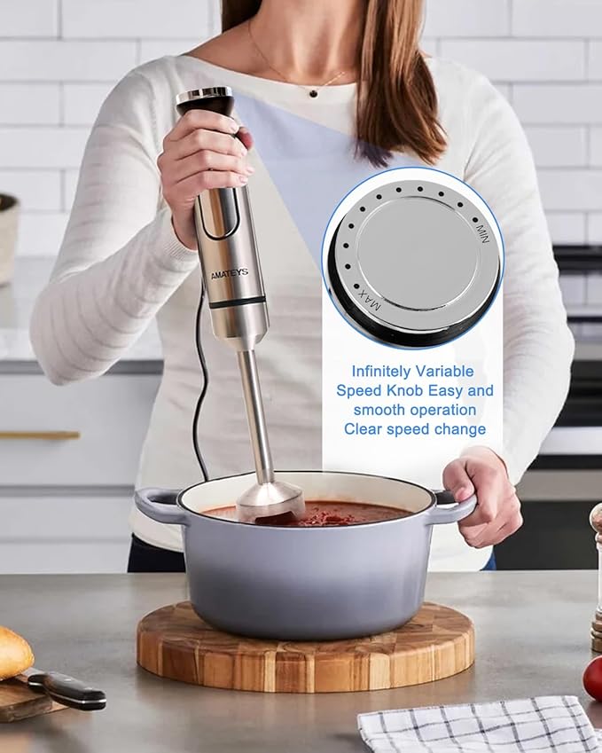 Handblender with Plug, Immersion Blender Handheld, Heavy-Duty Copper Motor - Image 4