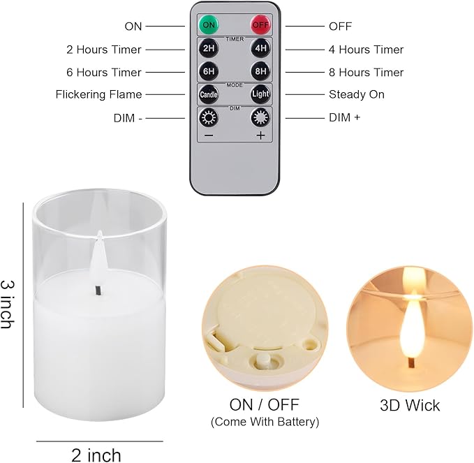 6Pack Glass Flickering Flameless Candles - Image 6