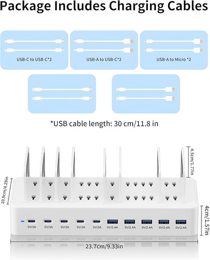 100W Charging Station for Multiple Devices, 10-Port USB Fast Charging Station - Image 8