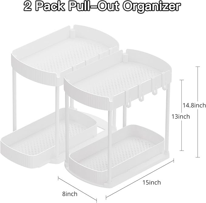 Ukeetap 2 Pack Multi-Purpose Pull-Out Storage Organizers, Under Sink Organizers - Image 2
