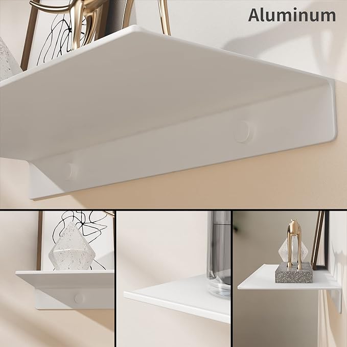 Danpoo White Floating Shelf for Wall Storage, Metal Wall Shelves for Living - Image 6