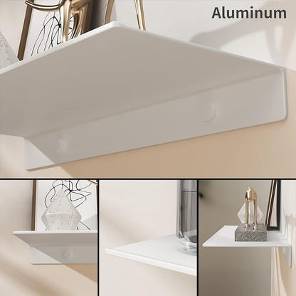 Danpoo White Floating Shelf for Wall Storage, Metal Wall Shelves for Living - Image 6