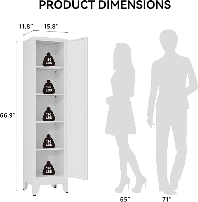 COFaR 67" Tall Pantry Cabinet, Slim Freestanding Cupboard - Image 2