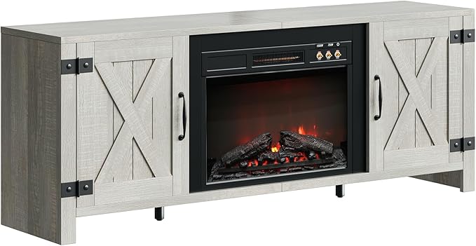 Bestier 63" Fireplace TV Stand for TVs Up to 70", Farmhouse Barn Door - Image 9