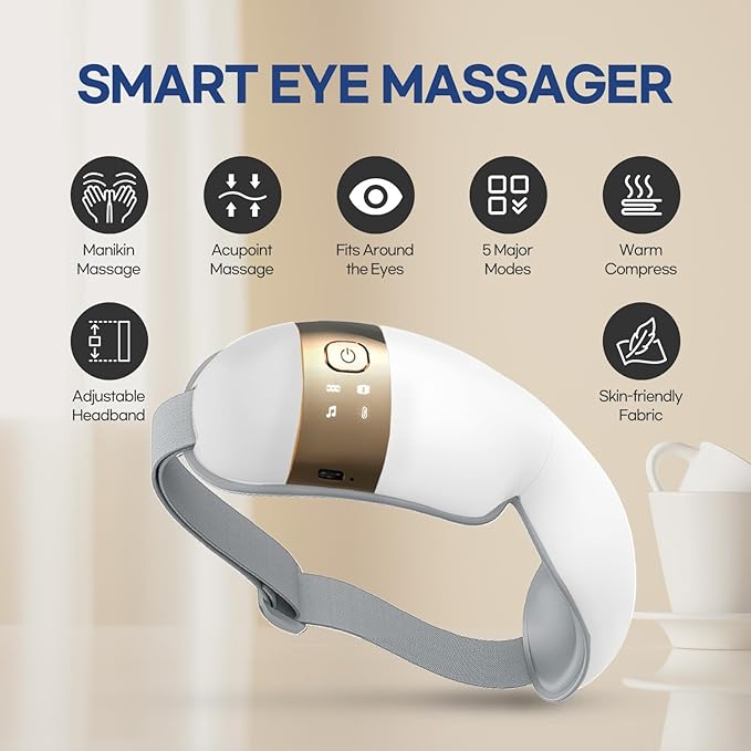 HubiCare Eye Massager with Heat, and Music Helps Relieve Strain, Dark Circles - Image 3
