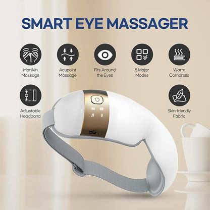 HubiCare Eye Massager with Heat, and Music Helps Relieve Strain, Dark Circles - Image 3