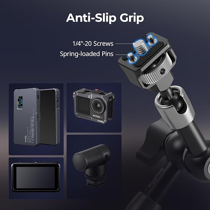 SMALLRIG 7'' Magic Arm with 1/4"-20 Screws & Spring-Loaded Pins, 1.5kg Load - Image 2