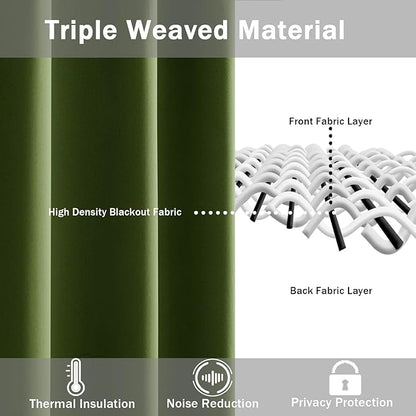 JIUZHEN Olive Green Blackout Curtains - Image 4