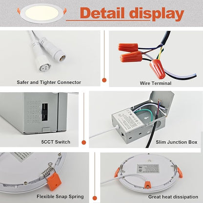 MKUJOO 12 Pack 4 Inch Ultra-Thin 5CCT LED Recessed Ceiling Light - Image 6