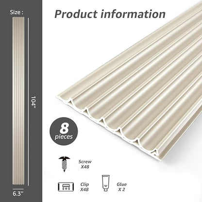 Art3dwallpanels Slat Wall Paneling, 8 Pack Wavy Grain Panel Wall Slats - Image 3