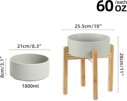 Ceramic 8.2inch Raised Dog Bowl Set, Elevated Feeder - Image 2
