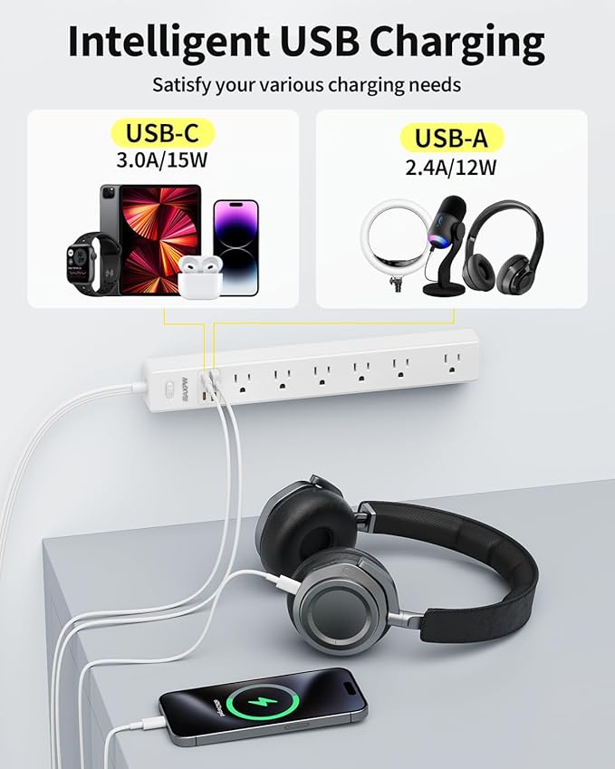 6 Ft Power Strip Surge Protector - Image 4