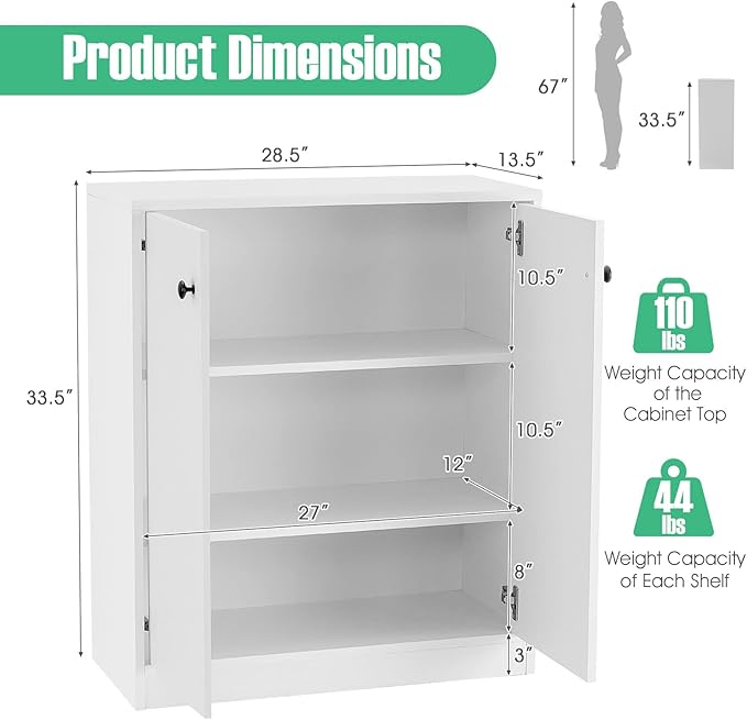 Giantex 2 Door Storage Base Cabinet - Image 3