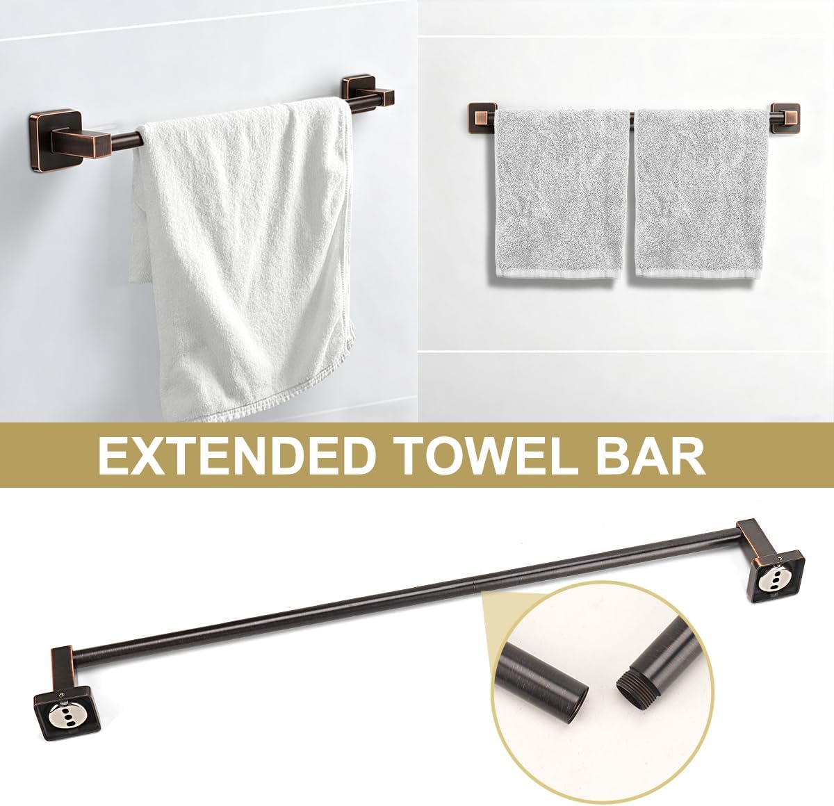 Oil Rubbed Bronze Stainless Steel 24In Towel Bar Set, 4 Pieces