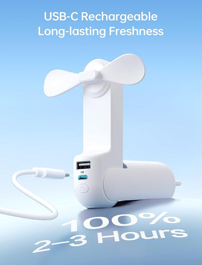 JISULIFE Handheld Mini Fan, 3 IN 1 USB Rechargeable Portable Fan - Image 8
