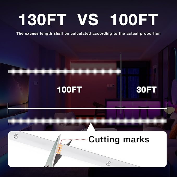 DAYBETTER LED Strip Lights 130ft Lights Strip - Image 2