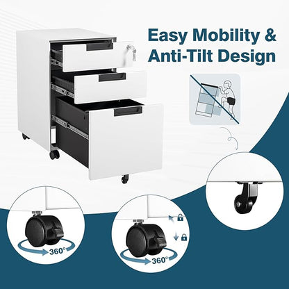 MIIIKO 3 Drawer Filing Cabinet - Image 4